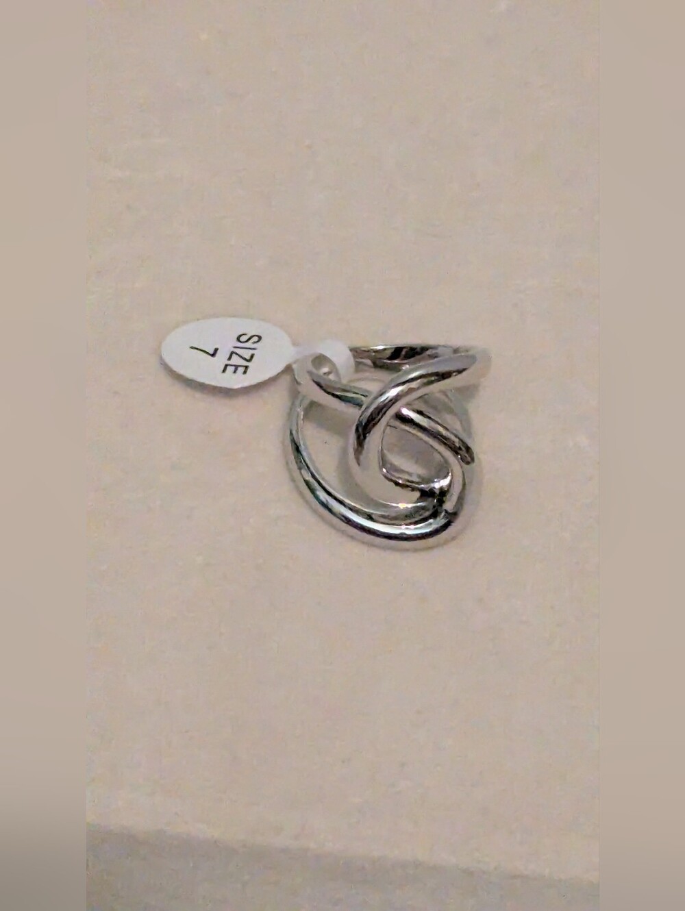 18kt White Gold Plated Statement Size 7 Ring •Modern Sculpted Design W63026-2